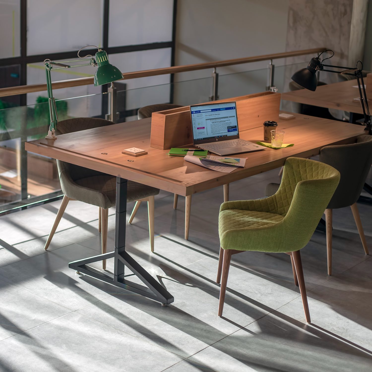 Sunlit workspace desk at COCOON TREE